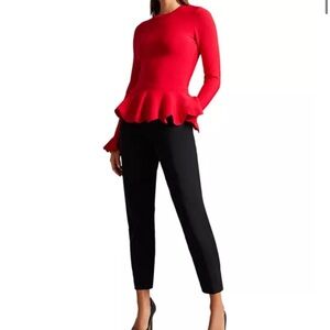 Women's Black Devana Flat Front Tapered Leg Pants